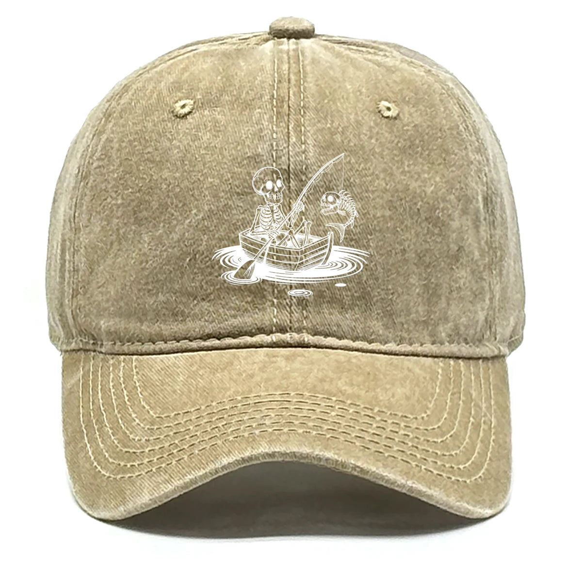 Fishing Skulls Washed Cotton Snapback Caps