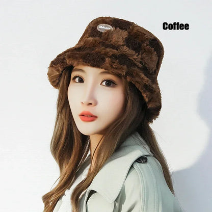 Fall Winter Checkerboard Bucket Hat