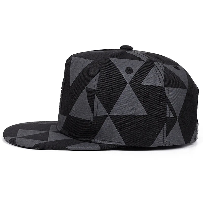Black White Grid Snapback Hat Unisex