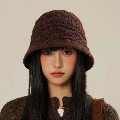 Women's Knitted Solid Color Autumn Winter Bucket Hat