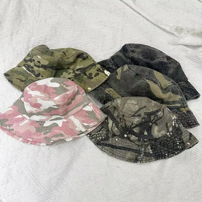 Washed Cotton Camouflage Outdoor Fisherman Bucket Hat