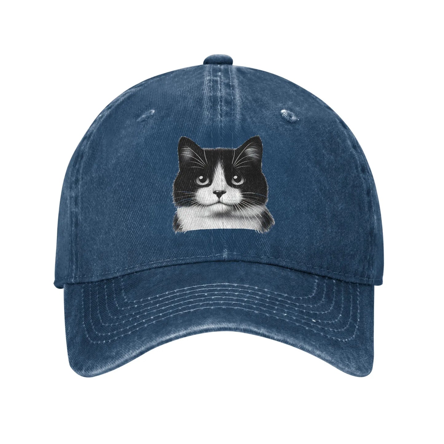Black White Cat Washed Y2K Trucker Baseball Cap