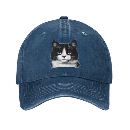 Black White Cat Washed Y2K Trucker Baseball Cap