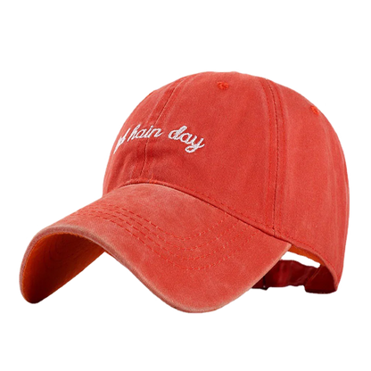 Bad Hair Day Letter Embroidery Washed Baseball Cap