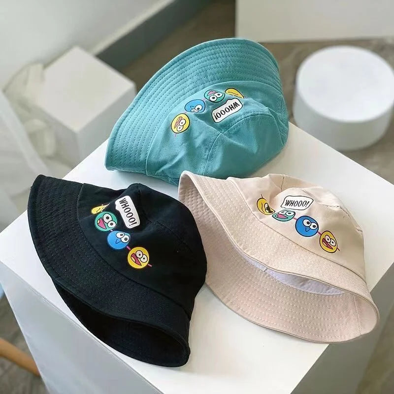 Kids Cartoon Windproof Rope Bucket Hat