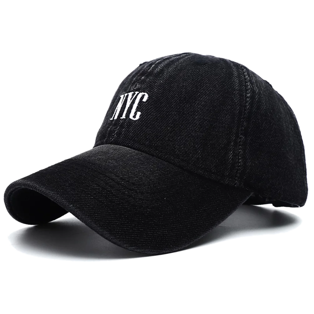 Unisex Vintage NYC Embroidery Washed Denim Baseball Cap