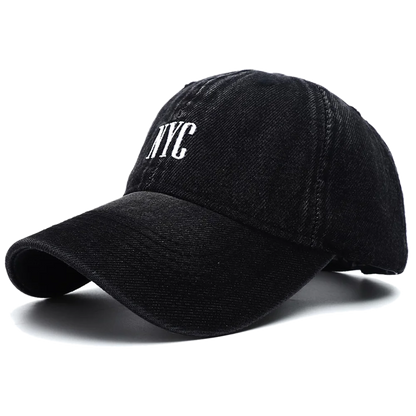 Unisex Vintage NYC Embroidery Washed Denim Baseball Cap