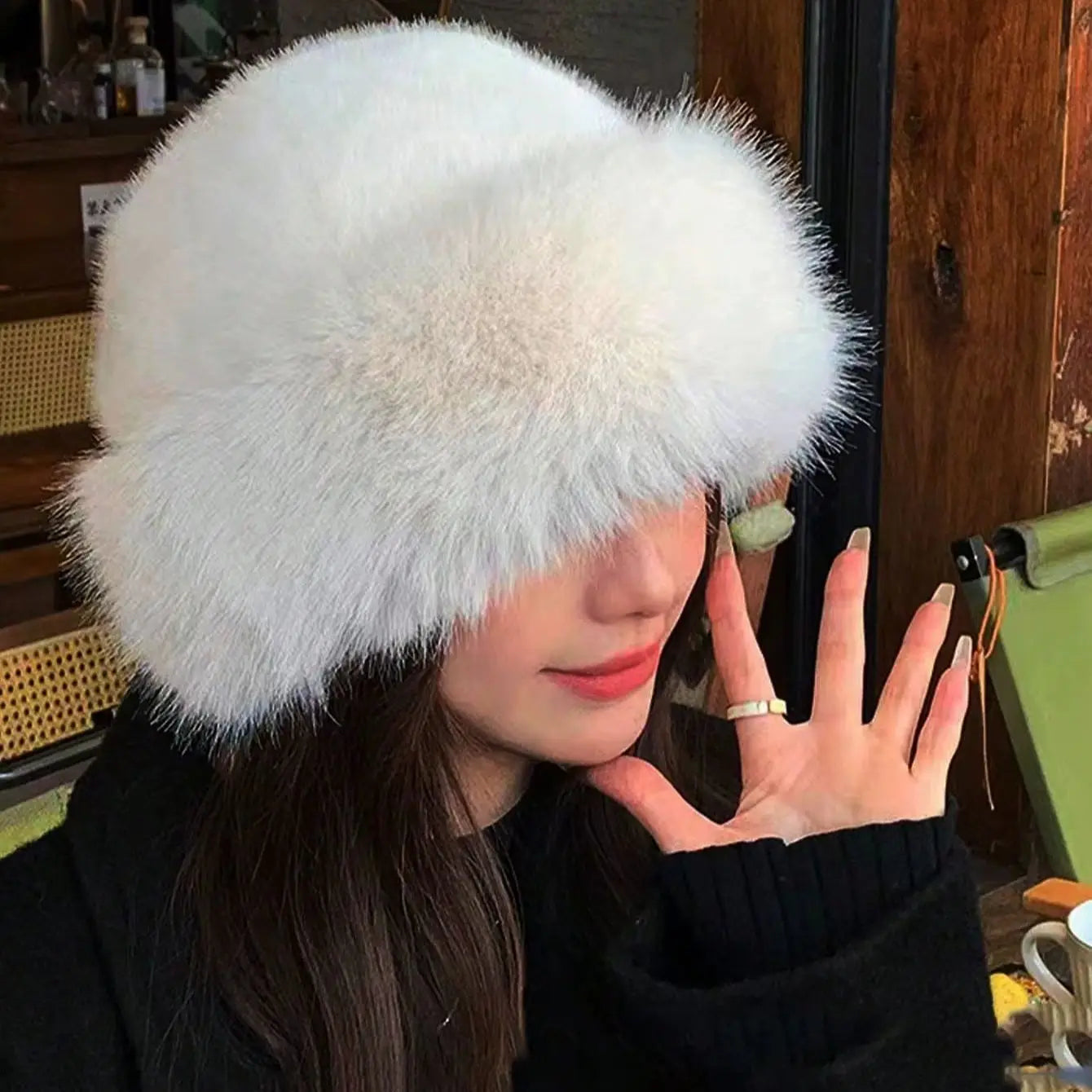 Women's Winter Fluffy Plush Bucket Hat