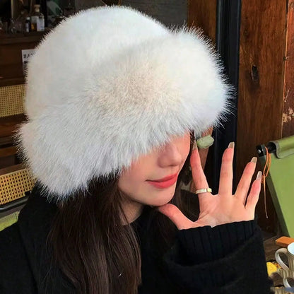 Women's Winter Fluffy Plush Bucket Hat