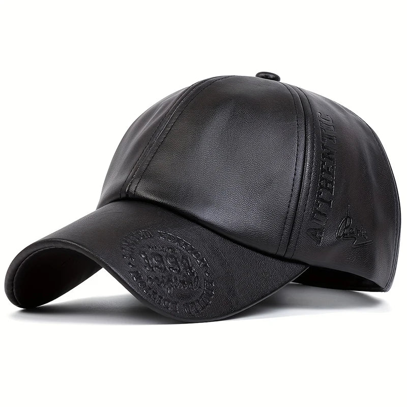Vintage Cowhide Leather Military Baseball Cap