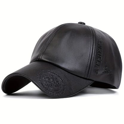 Vintage Cowhide Leather Military Baseball Cap