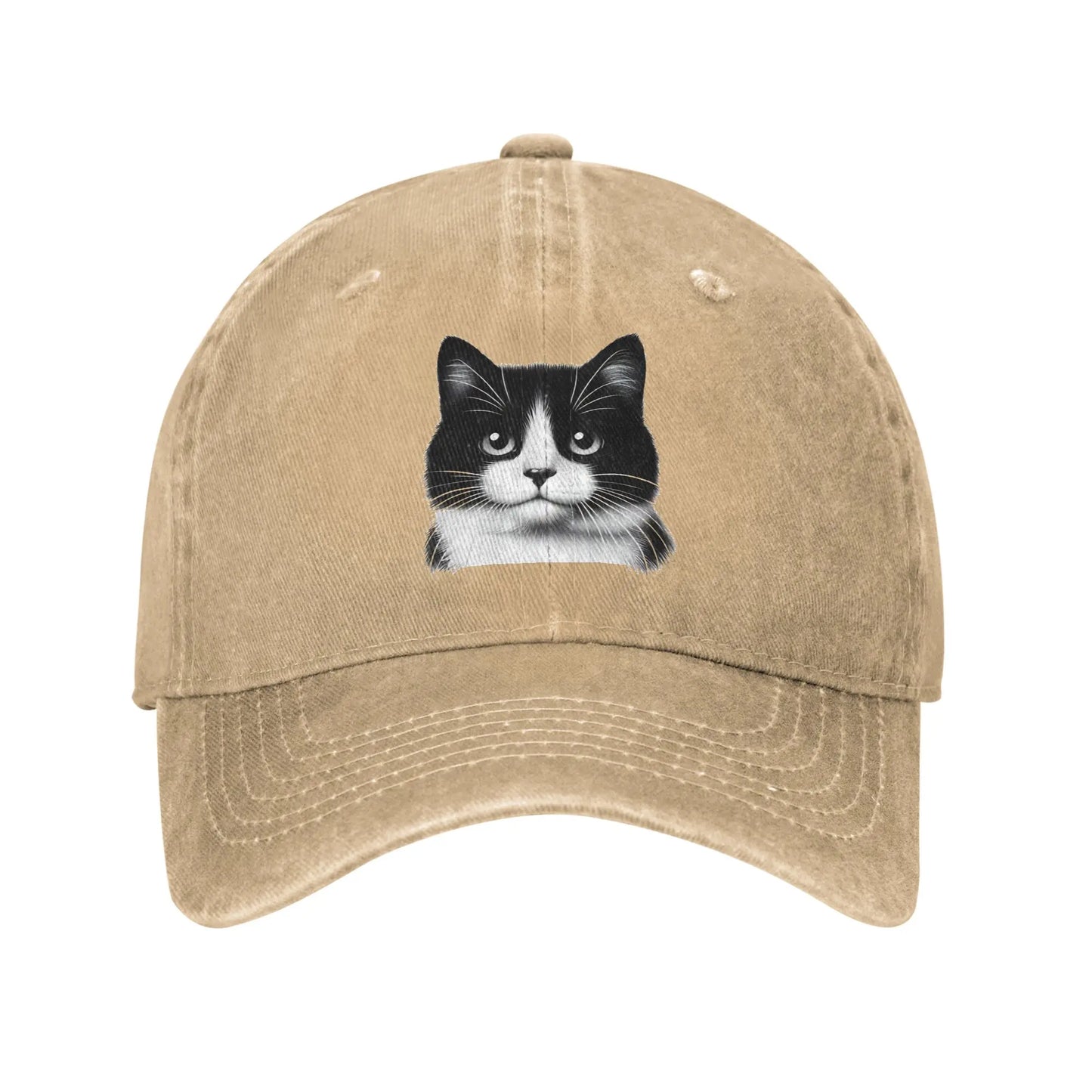 Black White Cat Washed Y2K Trucker Baseball Cap