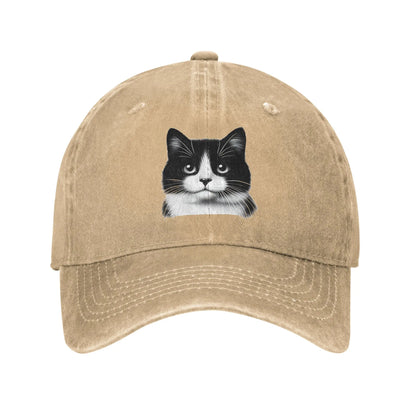 Black White Cat Washed Y2K Trucker Baseball Cap