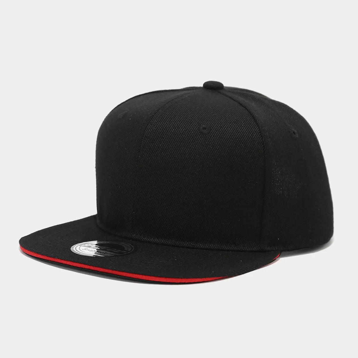 Solid Black Flat Brim Hip Hop Cap