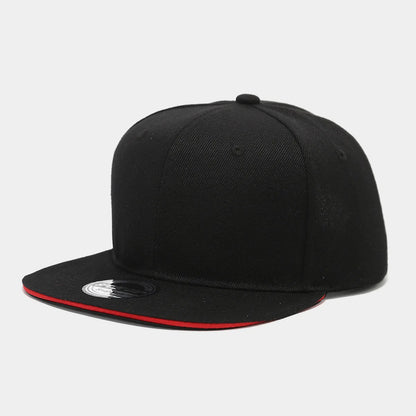 Solid Black Flat Brim Hip Hop Cap