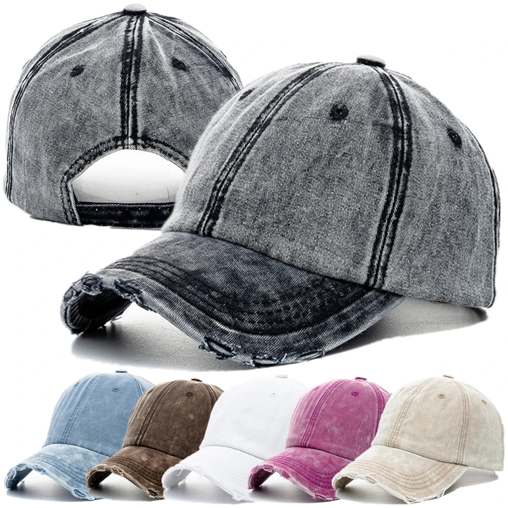 Washed Cotton High-Quality Denim Plain Unisex Baseball Cap