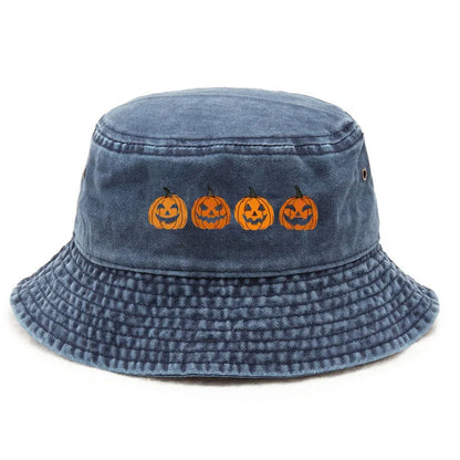 Customize Pumpkin Head Washed Cotton Vintage Halloween Bucket Hat