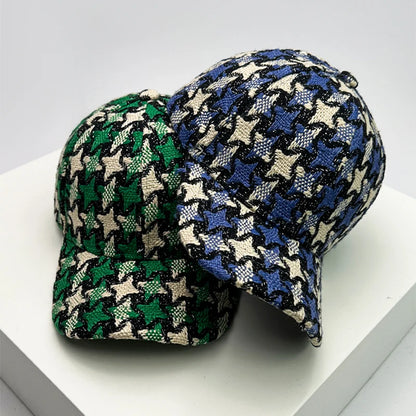 Warm Star Color Block Plush Baseball Cap