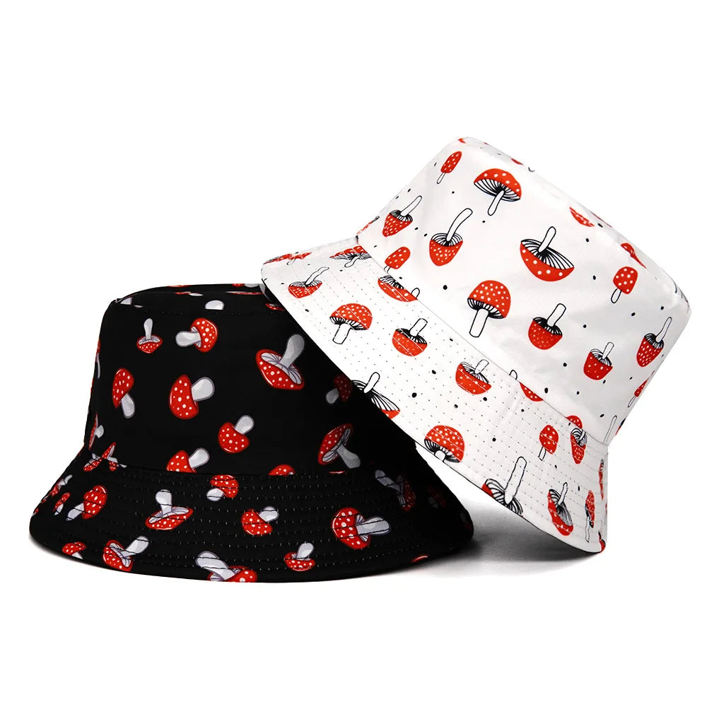 Fashion Mushroom Print Double Sided Bucket Hat