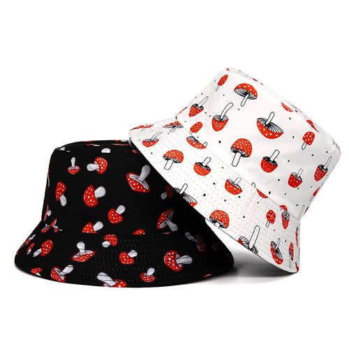 Fashion Mushroom Print Double Sided Bucket Hat