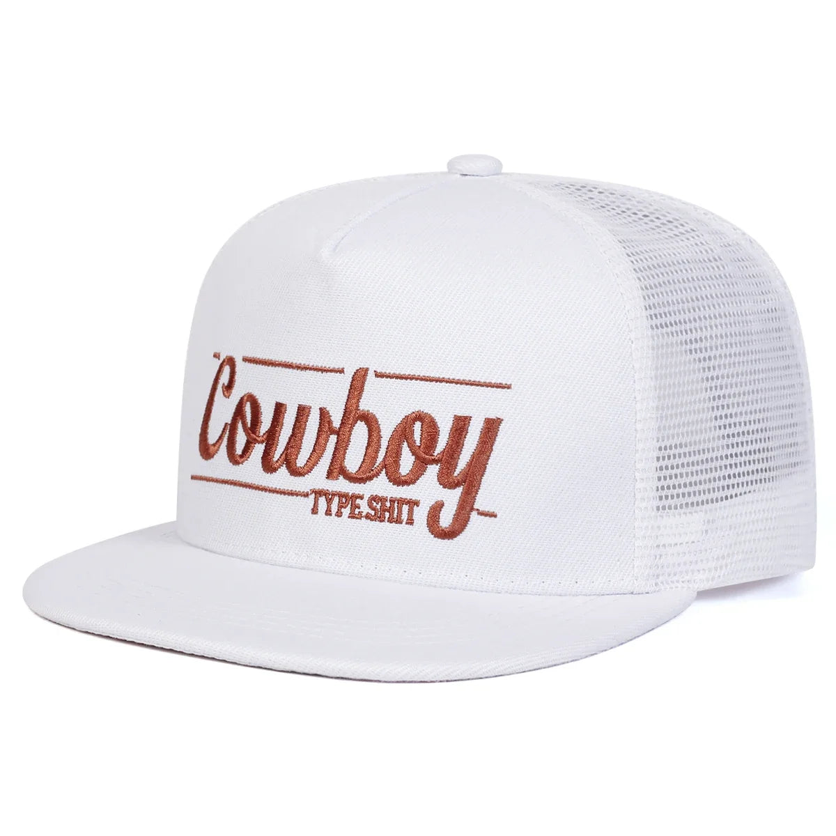 Unisex Cowboy Letter Embroidery Mesh Snapback Cap