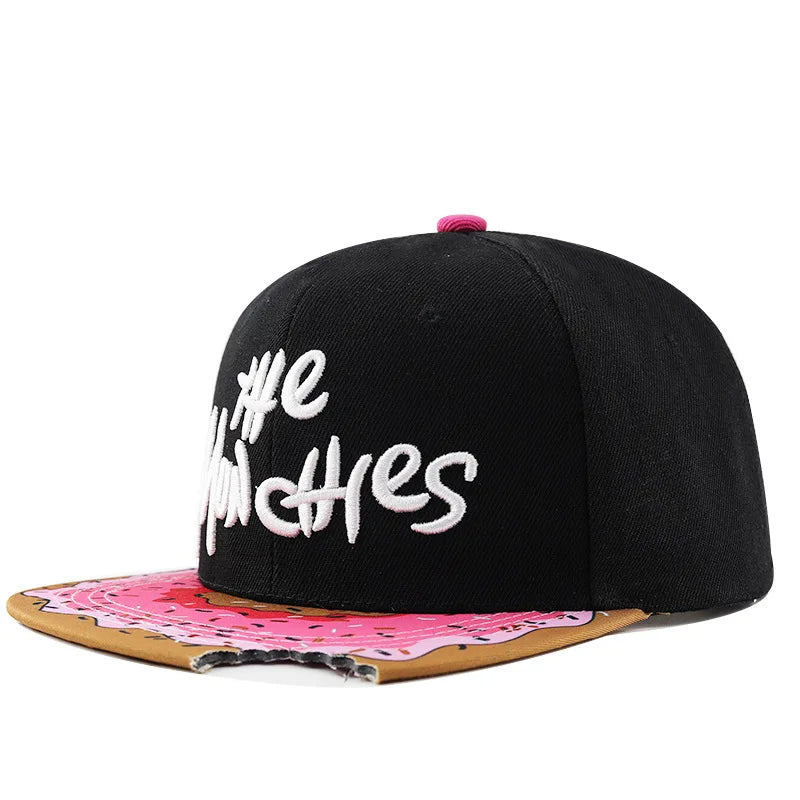 Doughnut Embroidered Hip Hop Snapback Cap