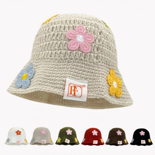 Women’s Colorful Gradient Crochet Knit Bucket Hat