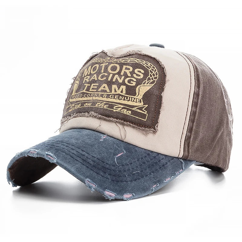 Washed Cotton Distressed Snapback Cap