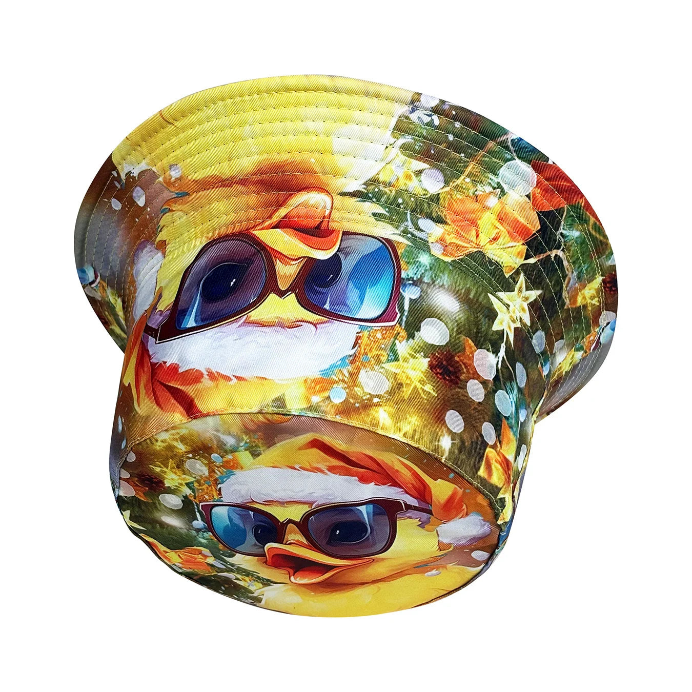 Christmas Little Yellow Duck Reversible Foldable Bucket Hat Unisex