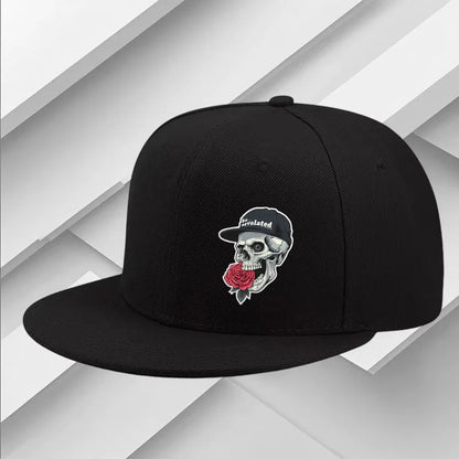Skull Rose Graphic Street Fashion Snapback Cap