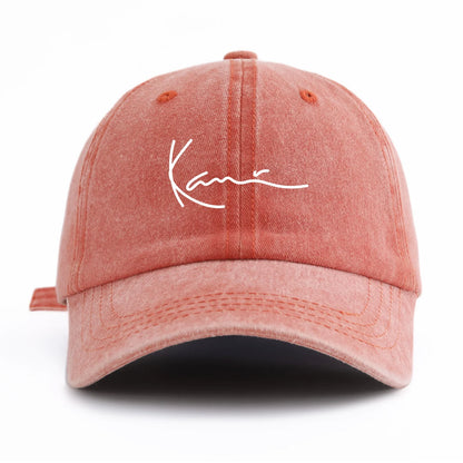 K Print Minimalist Retro Washed Baseball Cap