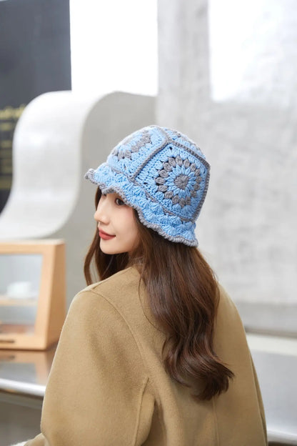 Hollow Crochet Knit Foldable Floppy Beach Bucket Hat