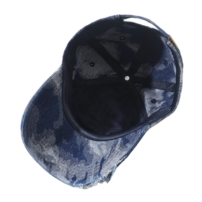 Vintage Distressed Denim Hip Hop Streetwear Baseball Cap