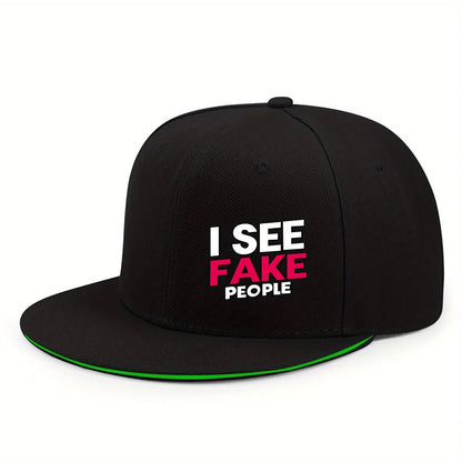 ISEE FAKE PEOPLE Printed Flat Brim Hip Hop Baseball Hat