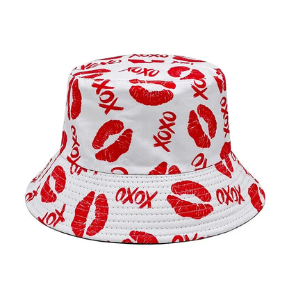 Unisex Red Lips Graffiti Reversible Bucket Hat
