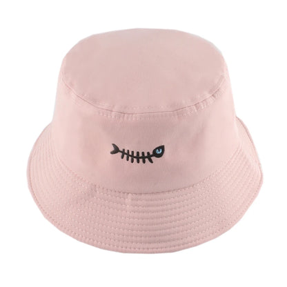 Fish Bone Embroidered Street Hip Hop Bucket Hat