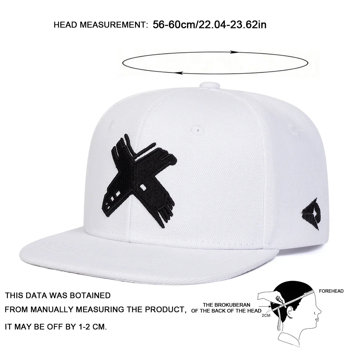 X Letter Embroidery Adjustable Snapback Cap