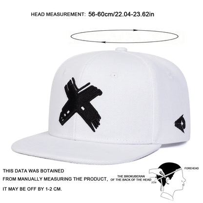 X Letter Embroidery Adjustable Snapback Cap