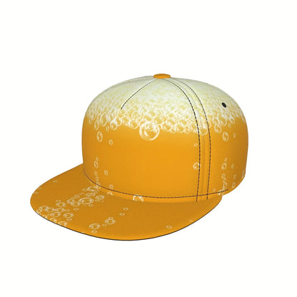 Hippie Yellow Beer Print Flat Brim Cap