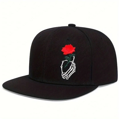 Unisex Skeleton Finger Rose Embroidery Hip-hop Hats