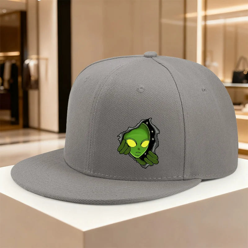 Alien Peeking Through Tear Graphic Snapback Cap