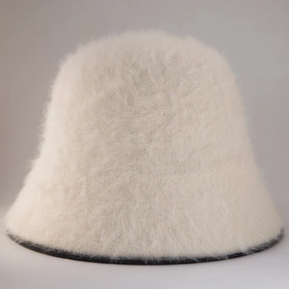Faux Fur Plush Cloche Bucket Hat