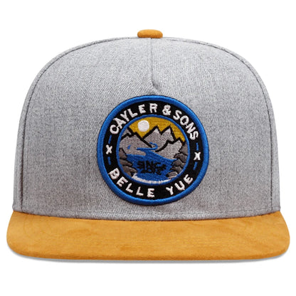 Belle Yue Sunset Embroidery Flat Brim Cap