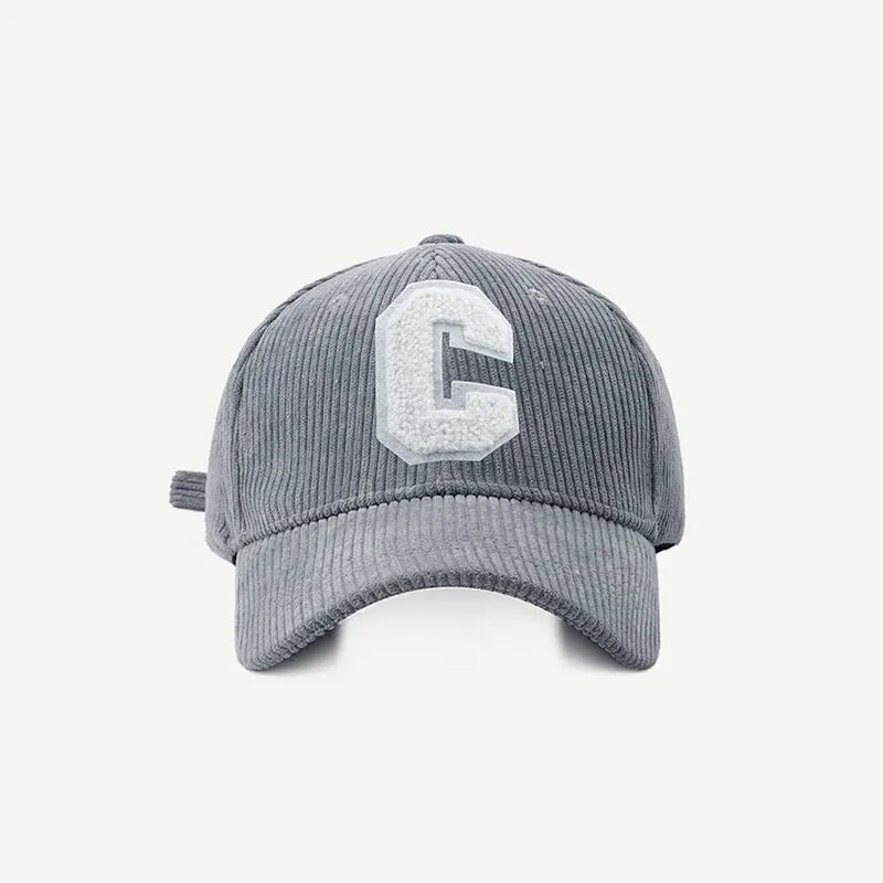Corduroy Letter C Ponytail Baseball Cap