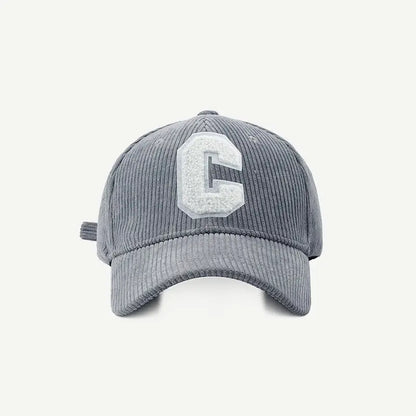 Corduroy Letter C Ponytail Baseball Cap