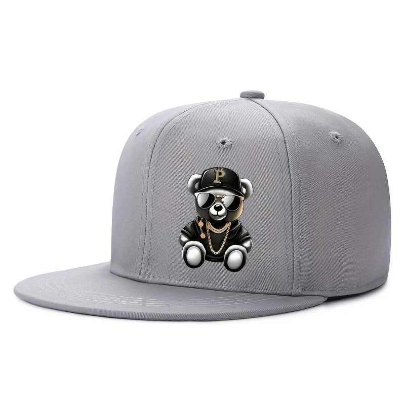 Adjustable Cartoon Bear Printed Hip Hop Baseball Cap