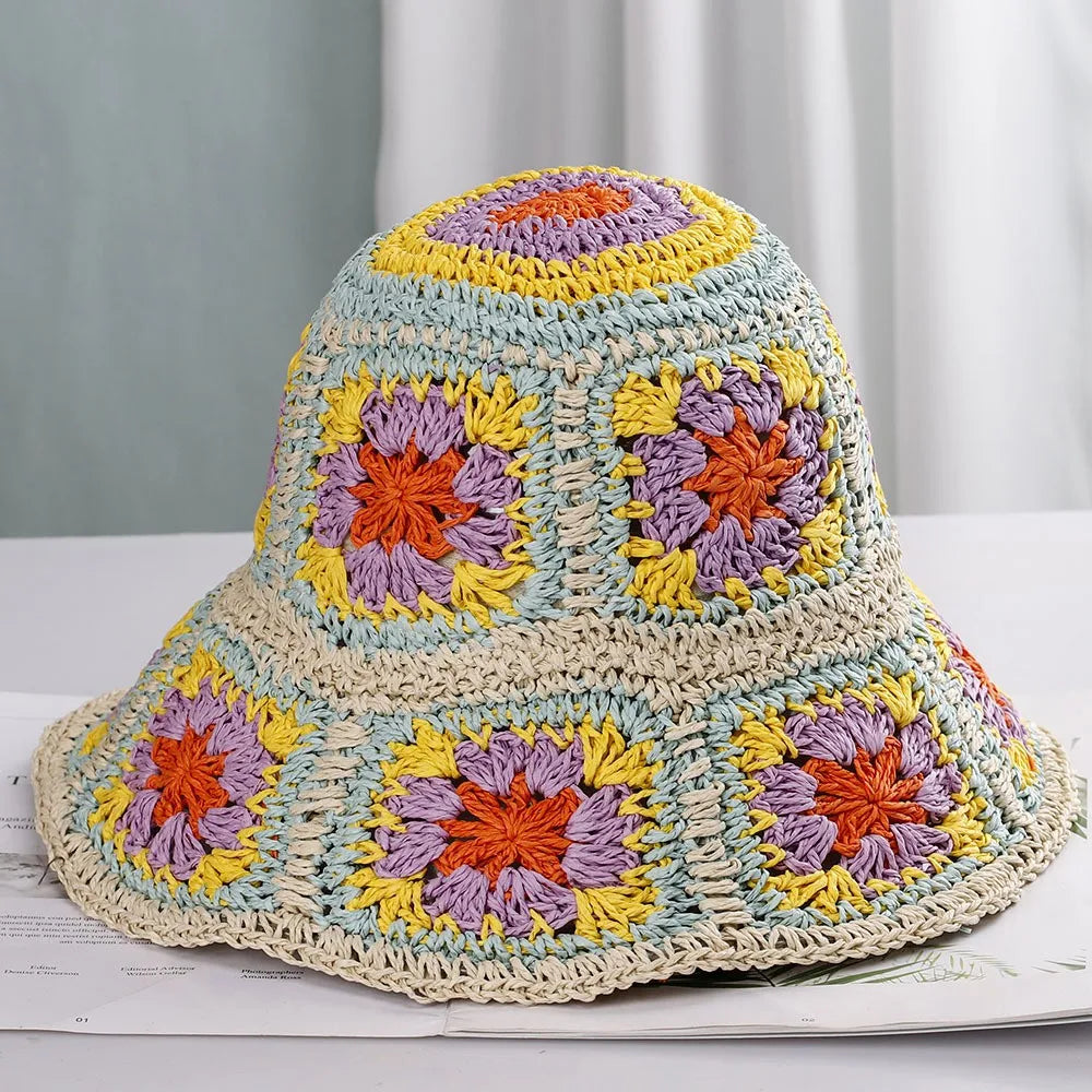 Wide Brim Foldable Summer Straw Bucket Hat