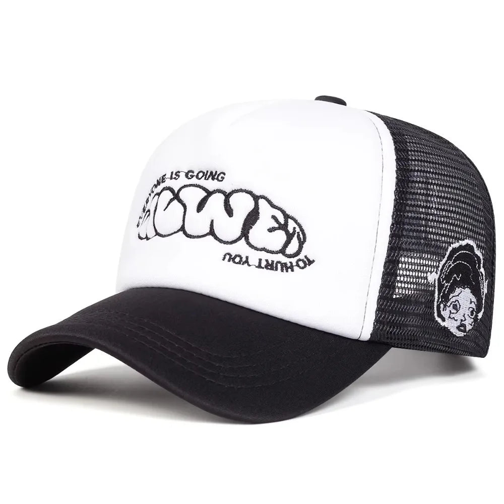 Fashion Letter Embroidery Mesh Unisex Baseball Cap