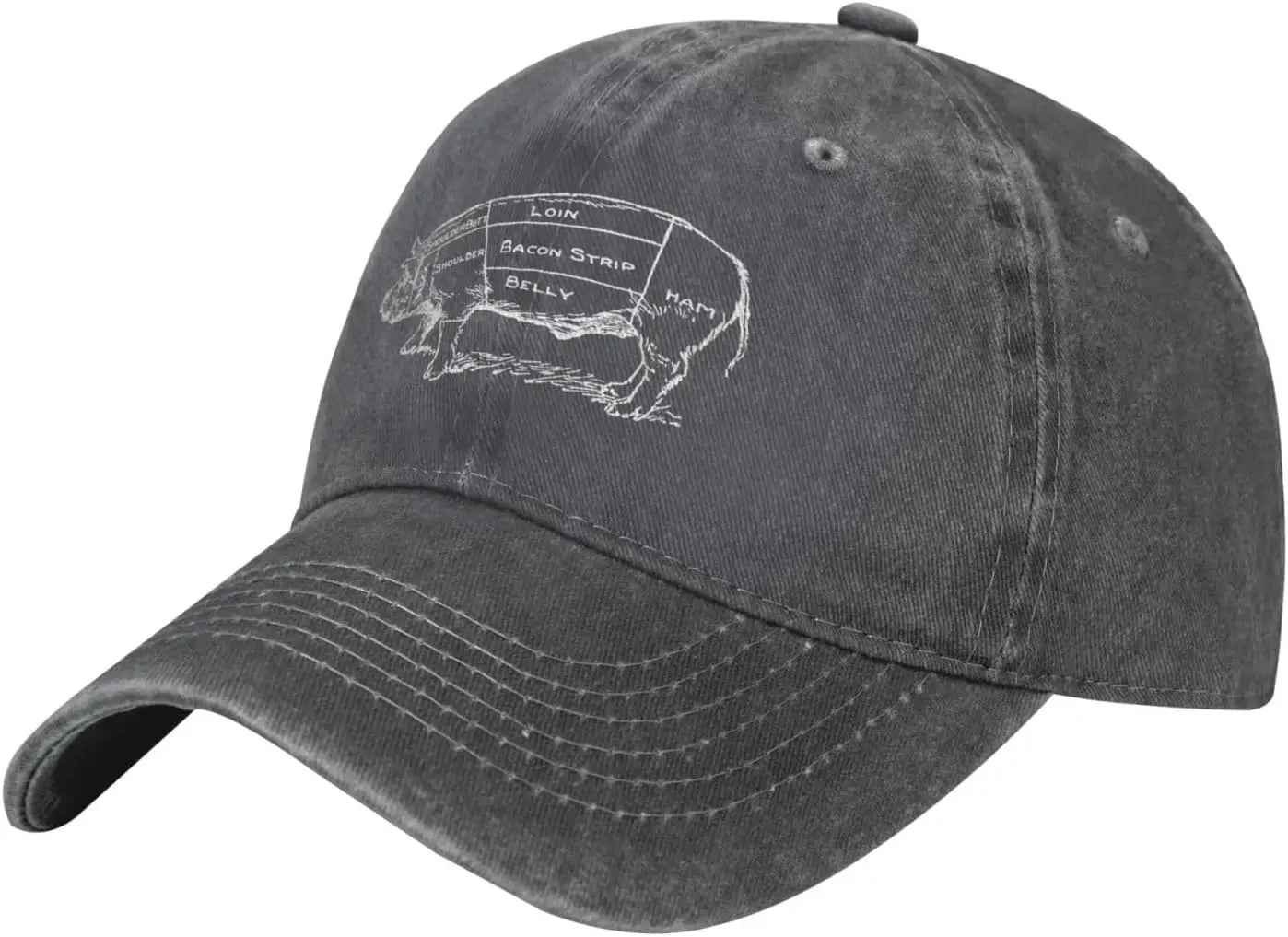 Pig Butcher Chart Distressed Cotton Baseball Cap
