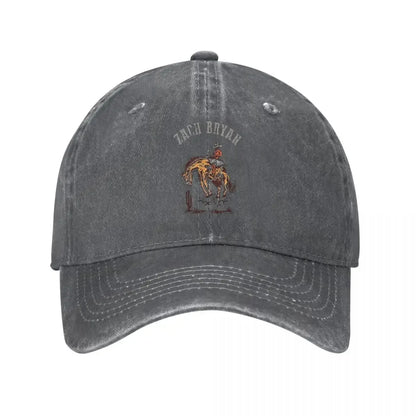 Zach Bryan Retro Distressed Washed Denim Baseball Cap